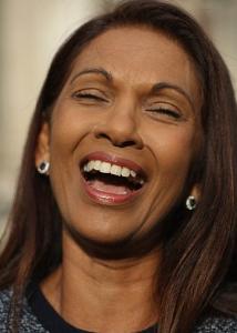 Business expert Gina Miller enjoys a laugh after the High Court verdict which upheld her views that Parliamentary scrutiny is needed before triggering Article 50.