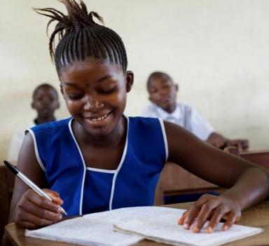 A school girl in Sierra Leone - one of the lucky ones. Photo: IRC - Sierra Leone