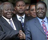 President Kibaki and now Prime Minister Raila Odinga in historic handshake