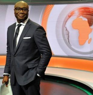 Komla in the BBC Focus on Africa TV studio. RIP.