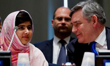The 16 year old activist with former UK Prime Minister Gordon Brown