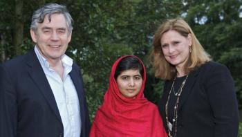 Former UK Prime Minister Gordon Brown and spouse with Malala
