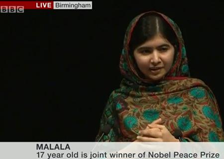 Malala at today's LIVE press conference in the UK.