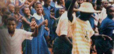 Children in celebratory mood join the rest of the country on the kicking out of the repressive regime of the APC